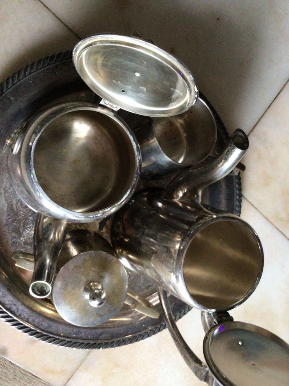 Service a caf&eacute; / th&eacute; / m&eacute;tal argent&eacute; / qualit&eacute; 5 pieces 