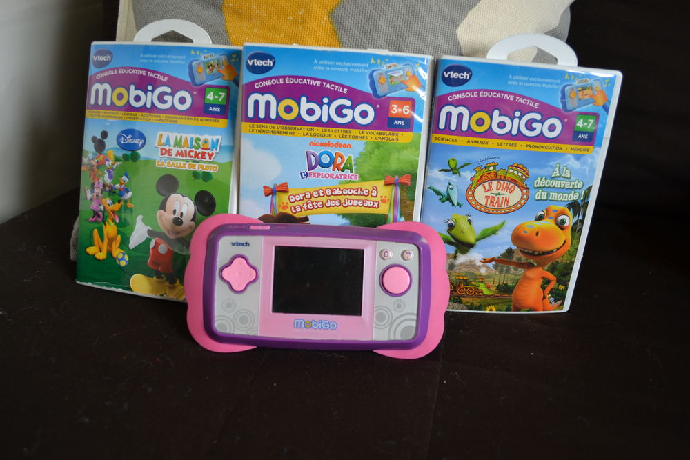 Console Tactile Mobigo v2 Vtech Rose avec 5 jeux Consoles et jeux vidéos