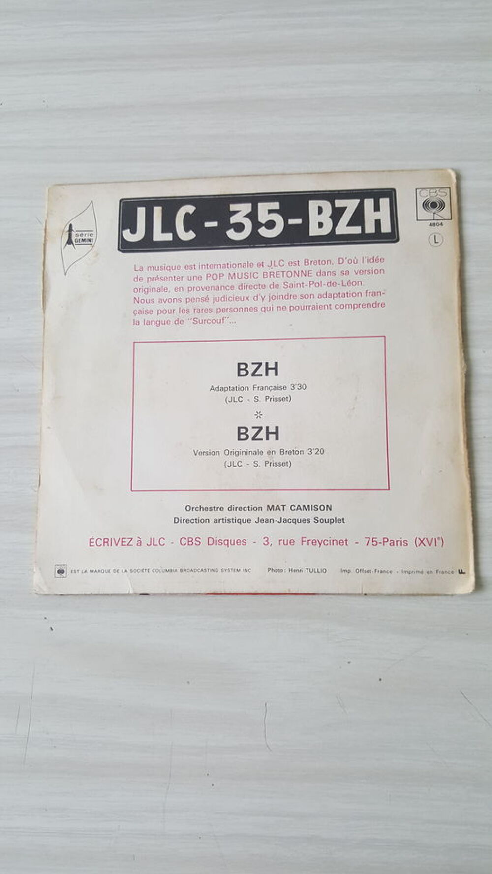 45 TOURS JLC 35 BZH Bzh - BRETON 70'S CD et vinyles