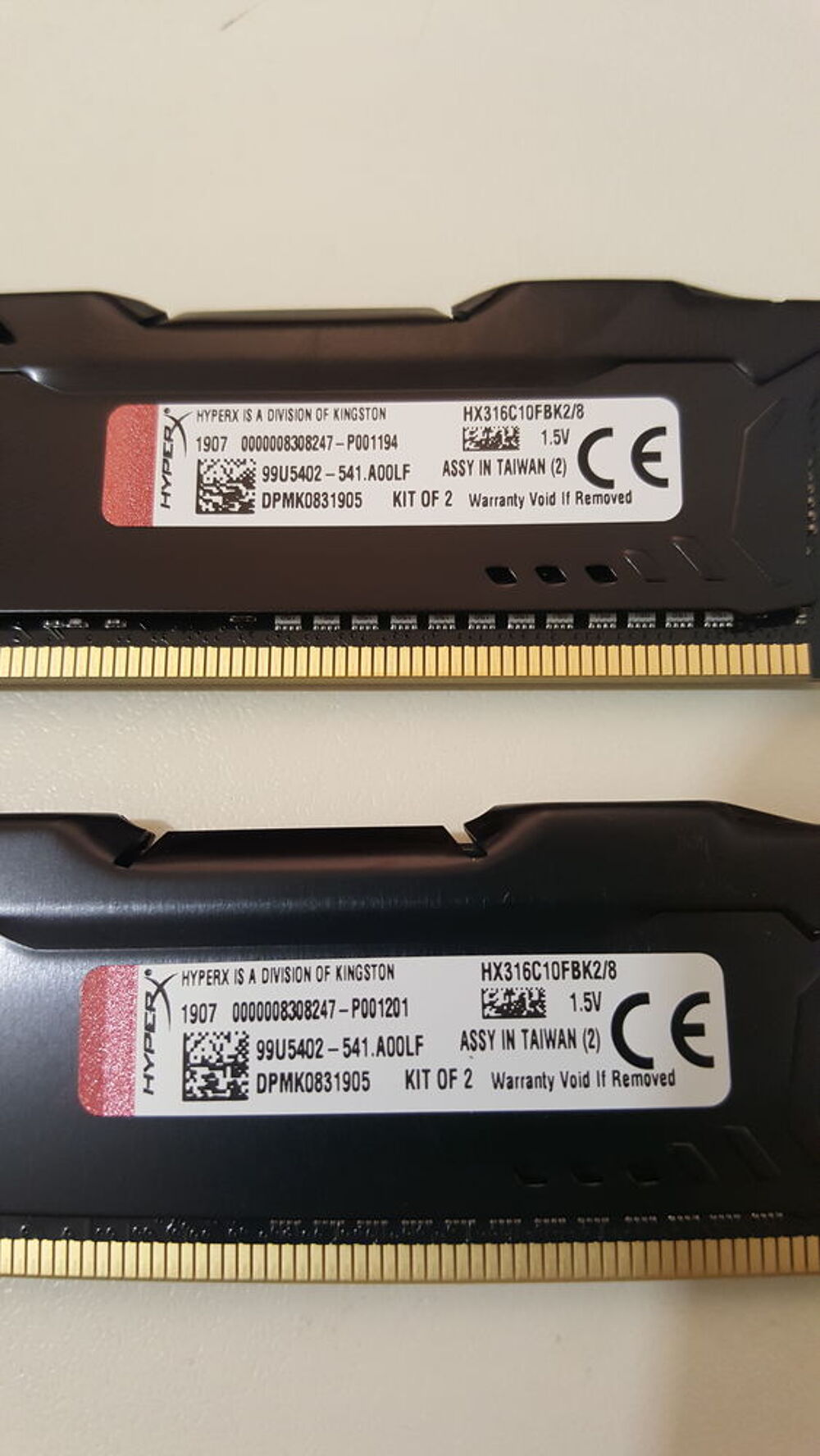 Kingston HyperX FURY 2 x 4GO PC3-12800 1600MH HX316C10FBK2/8 Matériel informatique