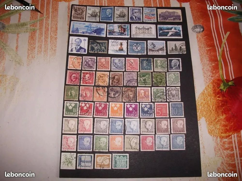 Lot de 69 timbres diff&eacute;rents et oblit&eacute;r&eacute;s de Su&egrave;de
