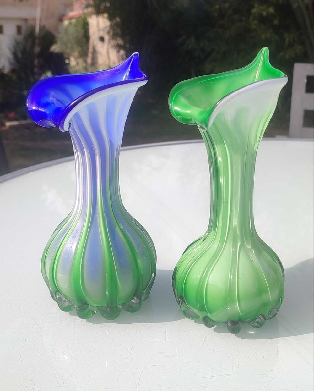 Paire de vases Murano Jack in the Pulpit verre souffl&eacute; 1970 