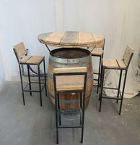   table haute avec tabouret tonneau 