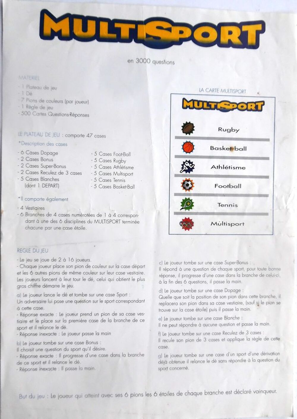 Jeu de soci&eacute;t&eacute; multisport pour 2 &agrave; 4 joueurs fabriqu&eacute; France Jeux / jouets