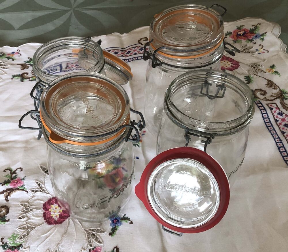 4 Bocaux Le Parfait ou &eacute;quivalent 1 litre en verre Cuisine