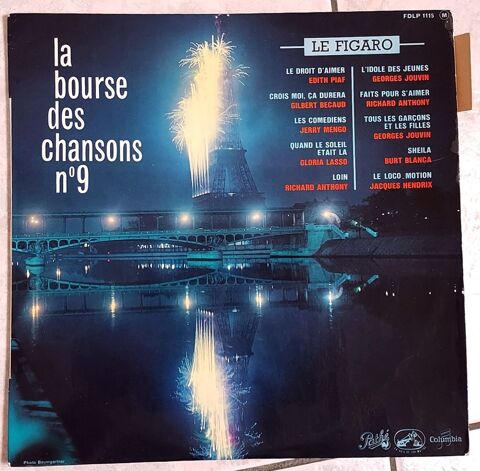 LA BOURSE DES CHANSONS N9 -33t/25cm-Richard ANTHONY-E. PIAF 12 Tourcoing (59)