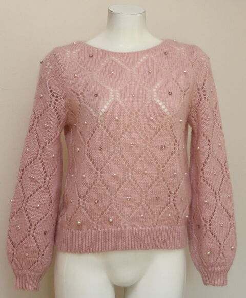 Pull mohair perles et strass rose SEZANE T.S soit 36/38 Fr 70 Issy-les-Moulineaux (92)