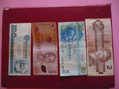 Lot de 4 Billets étrangers 20 Rosny-sous-Bois (93)