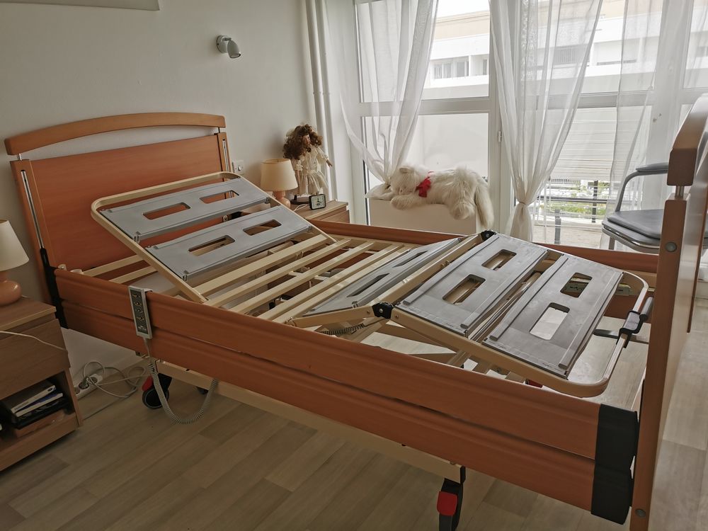 Lit m&eacute;dicalis&eacute; bois h&ecirc;tre 1 personne Meubles
