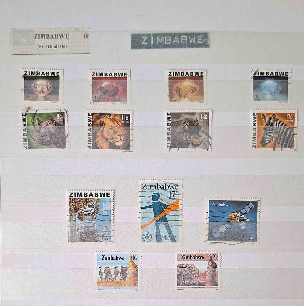 S&eacute;rie de timbres de collection du Zimbabwe 