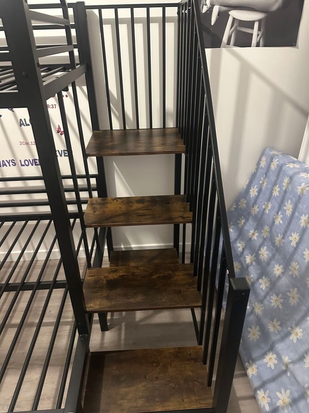  MAGNIFIQUE LIT SUPERPOS&Eacute; INDUSTRIEL AVEC ESCALIER ? 180e Mobilier enfants