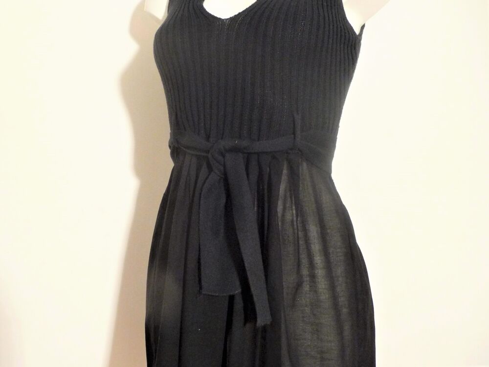 Tunique Longue/ Robe Bi Mati&egrave;re Noir et Ceinture- Cop Copine Vêtements