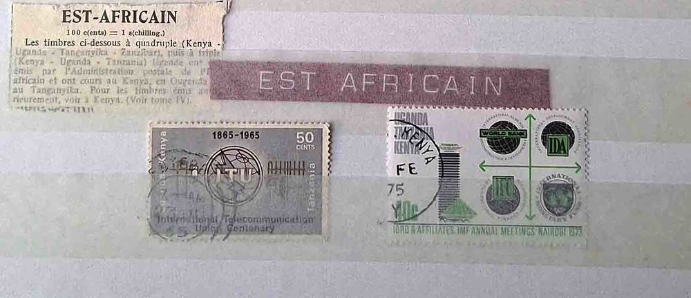 S&eacute;rie de timbres de collection d'Est Africain 