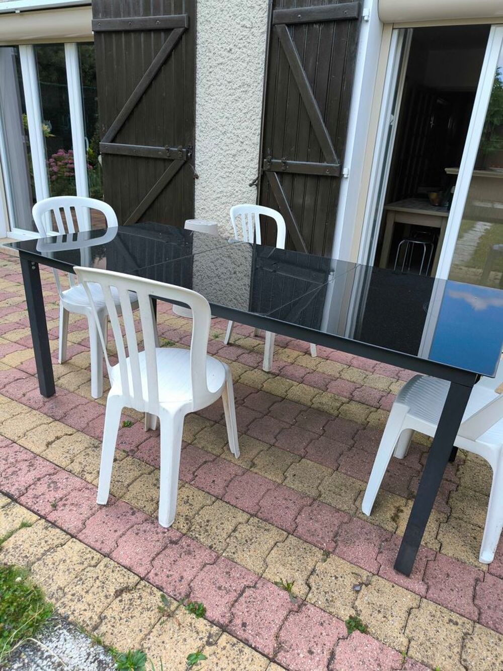 table de jardin en verre et aluminium Jardin