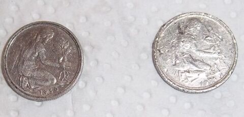 2 pièces de 50 pfennig 1971/1950 1 Colombier-Fontaine (25)