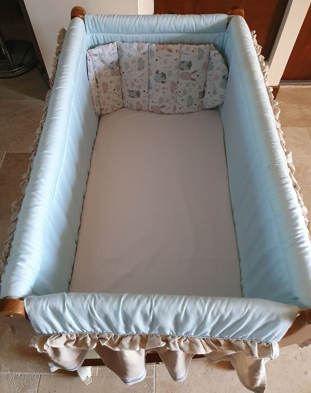 BERCEAU ENFANT EN BOIS SUR ROULETTES PLIABLE ET DEMONTABLE Puriculture