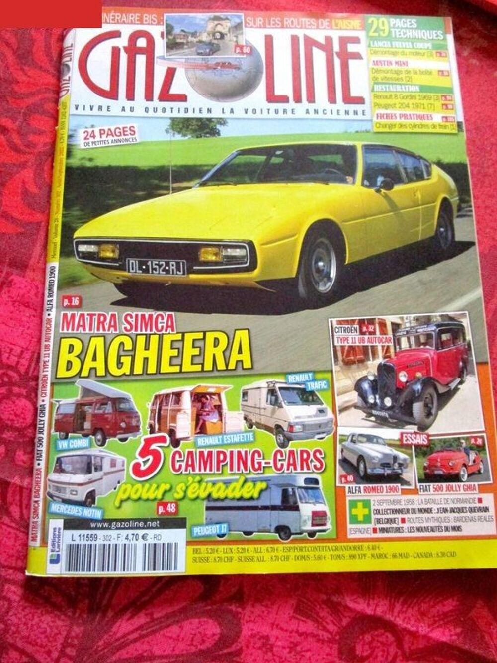 2 revues Gazoline sur Matra Bagheera Livres et BD