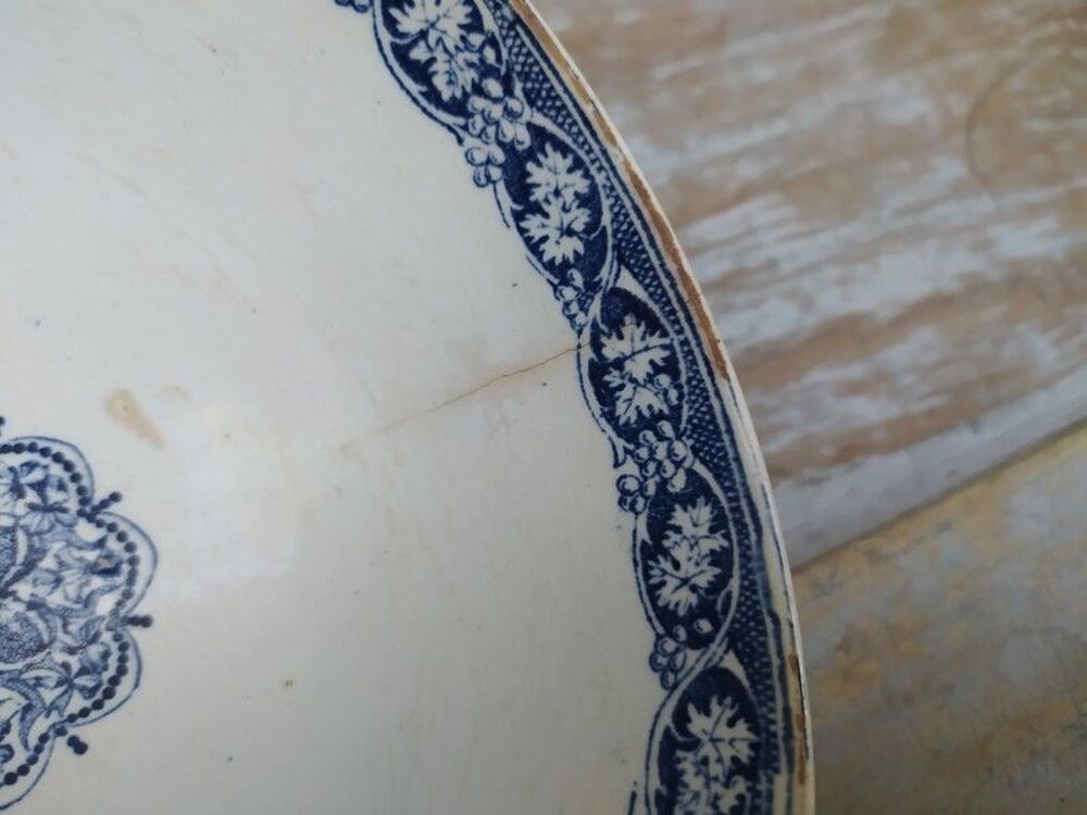 Ancien Bol Fa&iuml;ence XIX&egrave;me D&eacute;cor de Parc de Ch&acirc;teau 