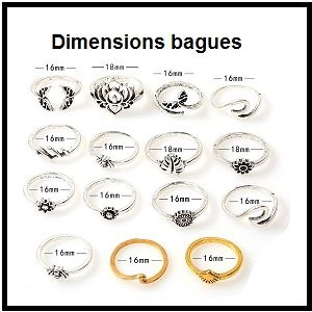 15 bagues argent&eacute;es et dor&eacute;es Bijoux et montres