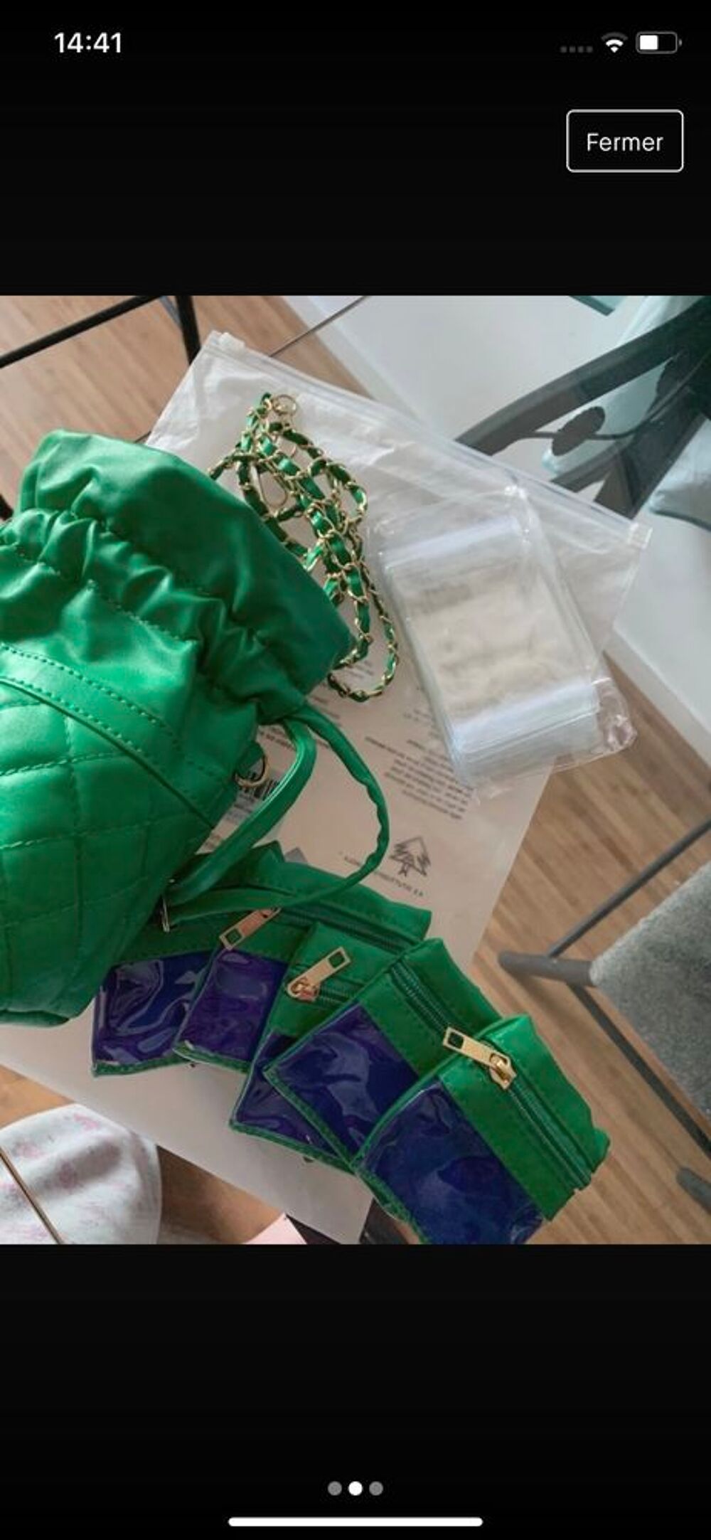 petit sac vert Maroquinerie