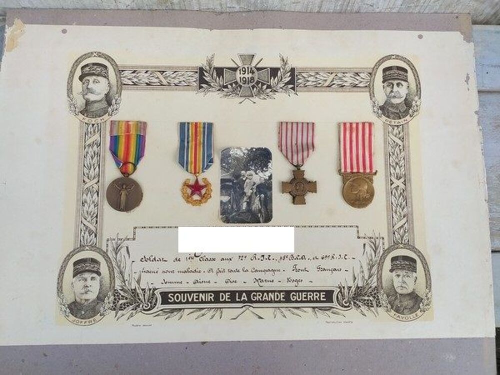 M&eacute;dailles Militaires Guerre 14-18 Chasseur Alpin Infanterie 