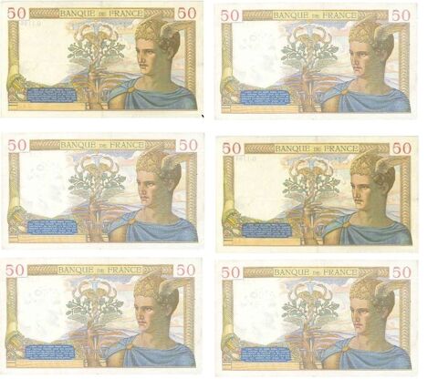  F18    50 F CERES    RARE  LOT  DE    6  BILLETS 475 Raismes (59)