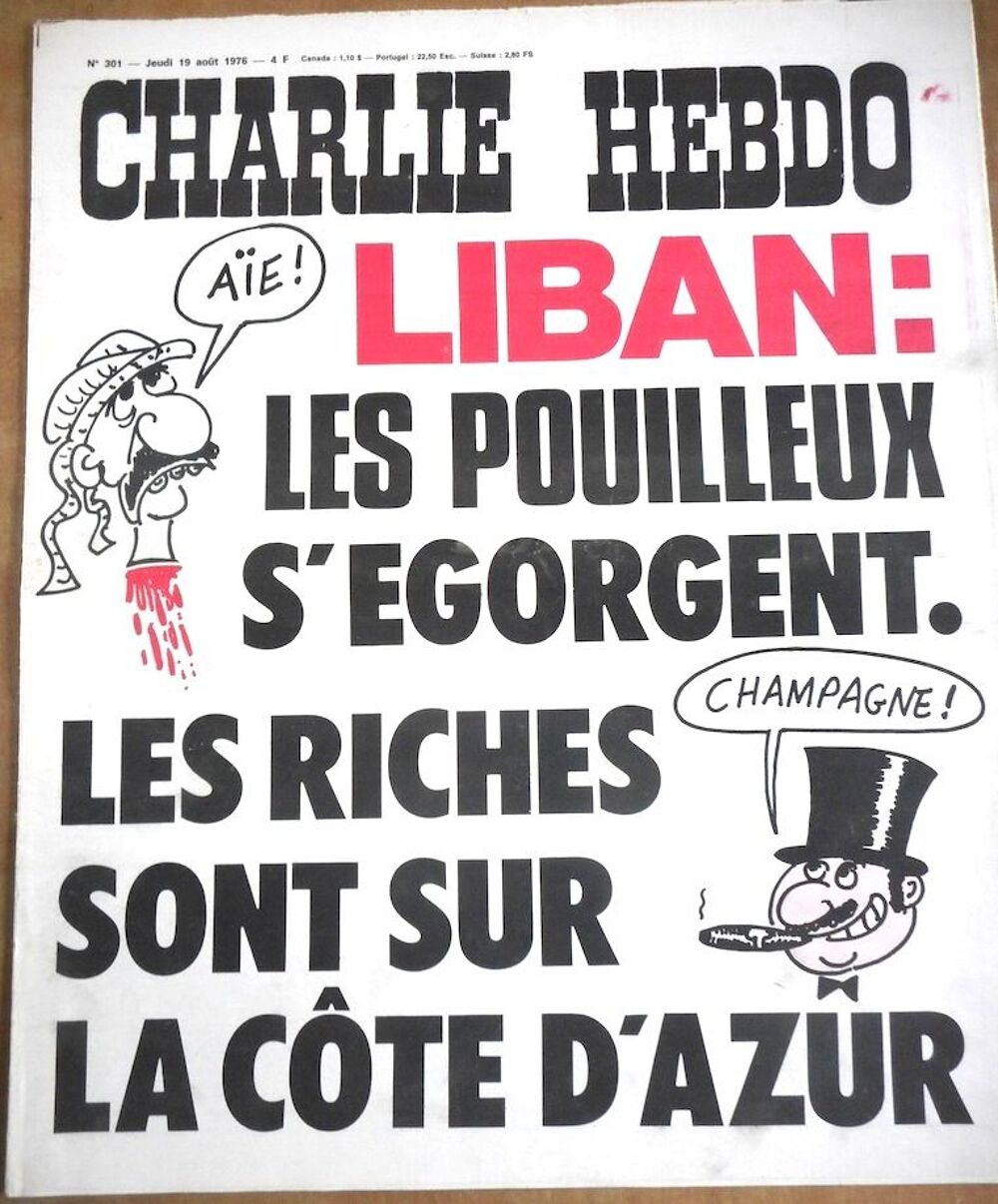 CHARLIE HEBDO 301, 19-8-1976, Liban&nbsp;: les pouilleux s'&eacute;gorge 