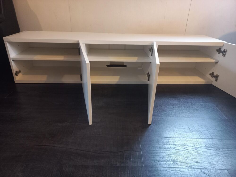 Meuble TV mural Blanc 180cm avec portes Meubles
