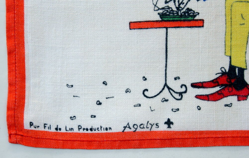 Torchon lin JACQUES CHARMOZ pour AGALYS 1960 D�coration