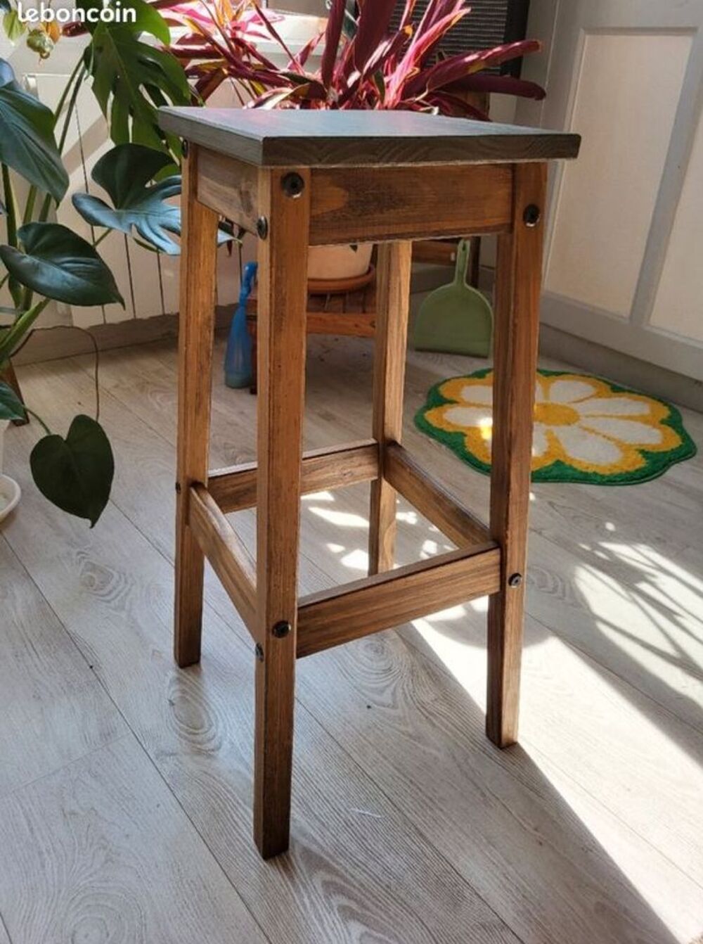Table haute + 4 tabourets en bois massif Meubles