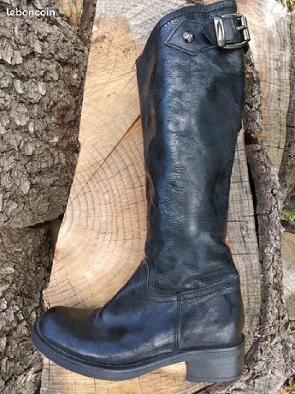 Bottes hautes Myl&egrave;ne T36 nickel fermeture &eacute;clair Chaussures