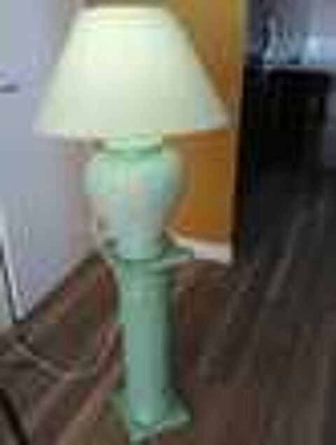 Lampe sur colonne fa&iuml;ence verte (en deux parties) Décoration