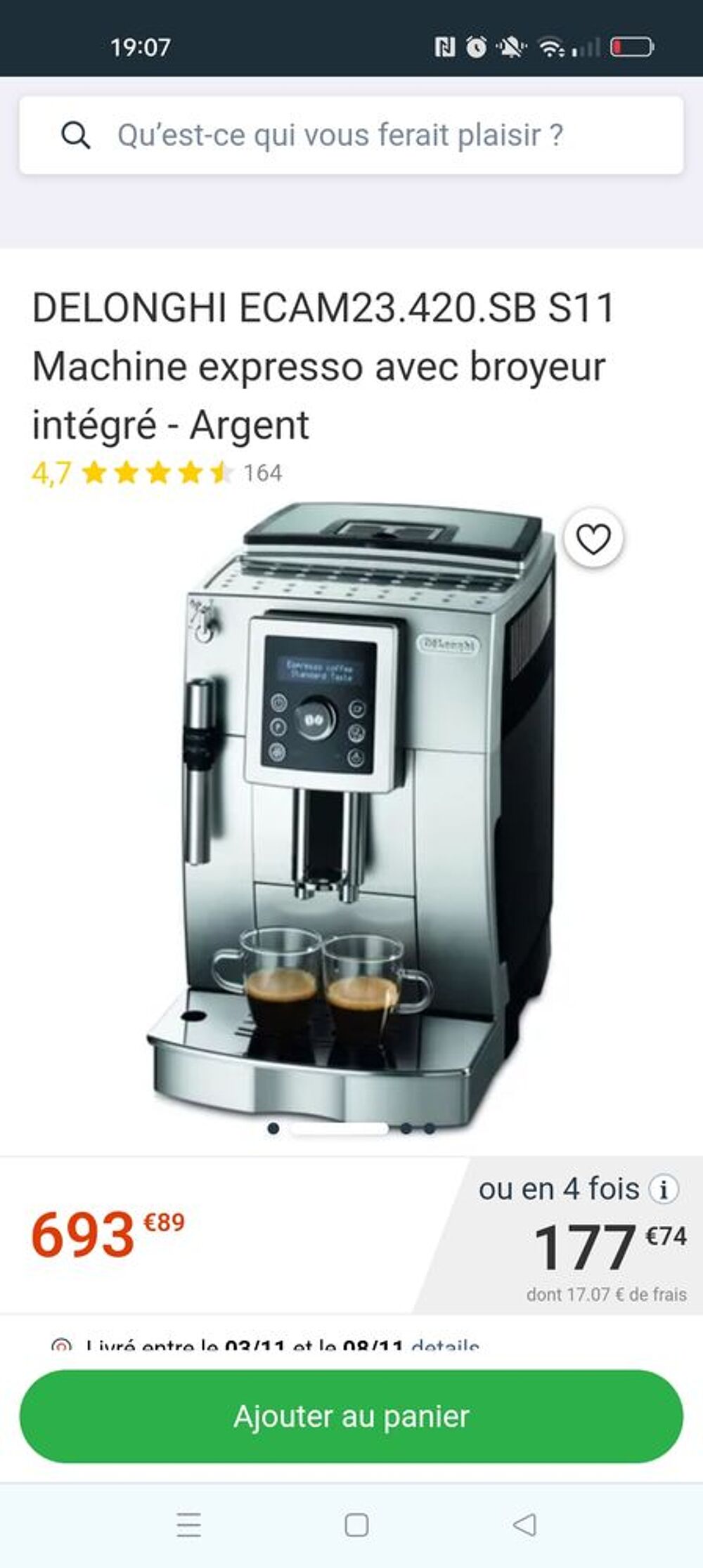 Expresso broyeur delonghi Electroménager