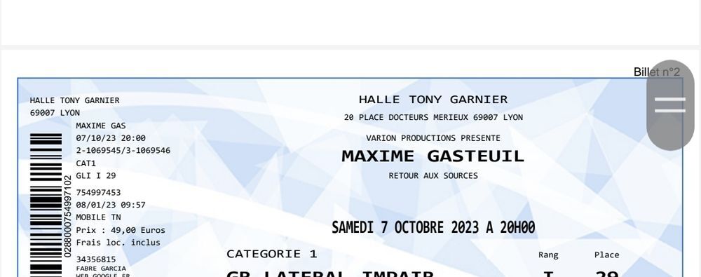 Maxime Gasteuil 7 octobre Lyon Billetterie