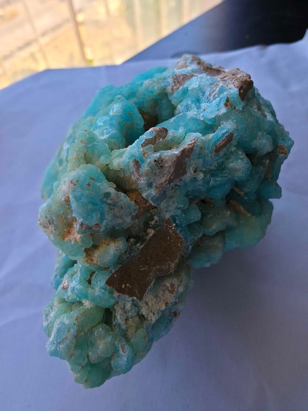 Superbe H&eacute;mimorphite Bleue Turquoise Cristallis&eacute;e-Katanga RDC-496g 