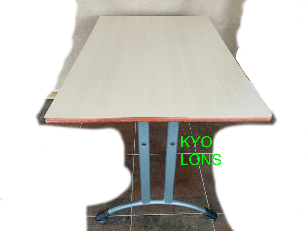 Table rectangulaire bureau 120x80 cm, blanc beige gris bois Meubles