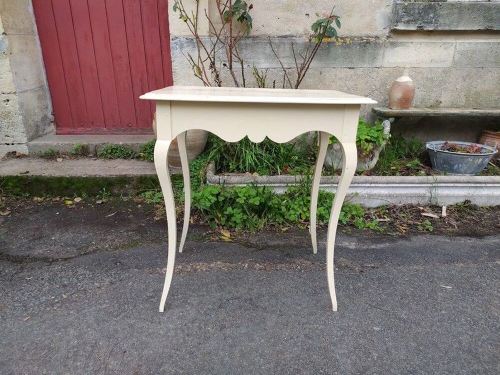 Ancienne Petite Table Console Patine &Eacute;crue Pieds Galb&eacute;s Meubles