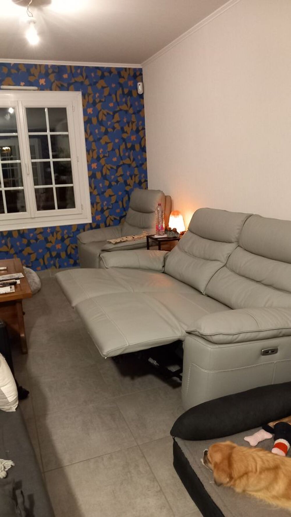 canap&eacute; cuir relaxant &eacute;lectrique plus fauteuil Meubles
