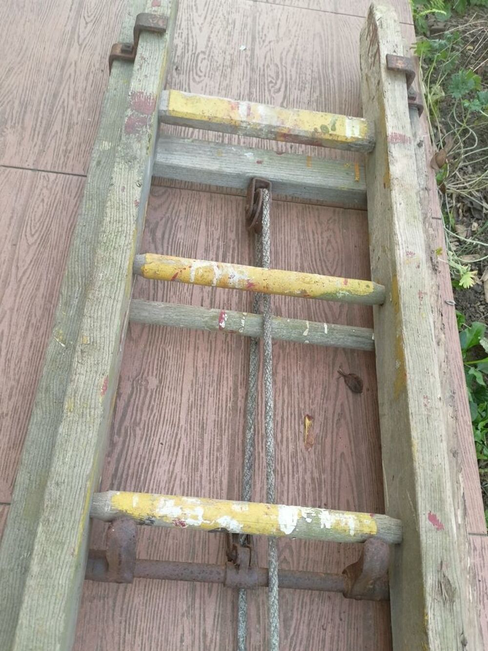 Echelle en bois double pan coulissante 7,80m &agrave; corde Bricolage