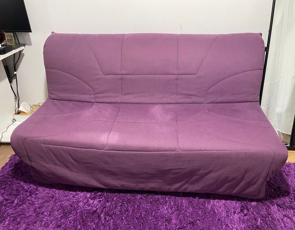 Canap&eacute; lit banquette BZ/ clic-clac violet 190x160cm Meubles