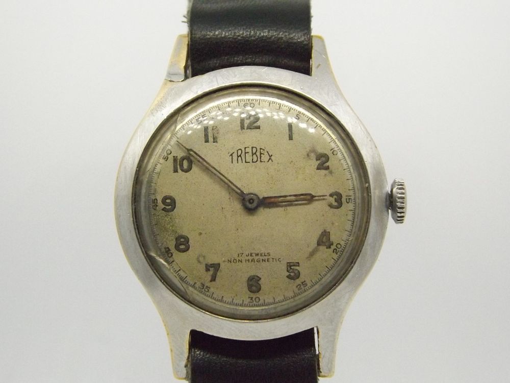 Rare montre suisse m&eacute;canique Trebex ann&eacute;es 1950, boitier BWC Bijoux et montres
