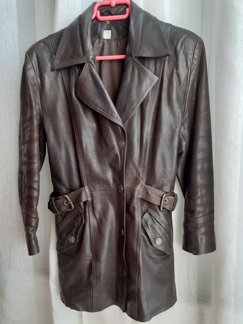 Veste longue pour femme en cuir pleine fleur Vêtements