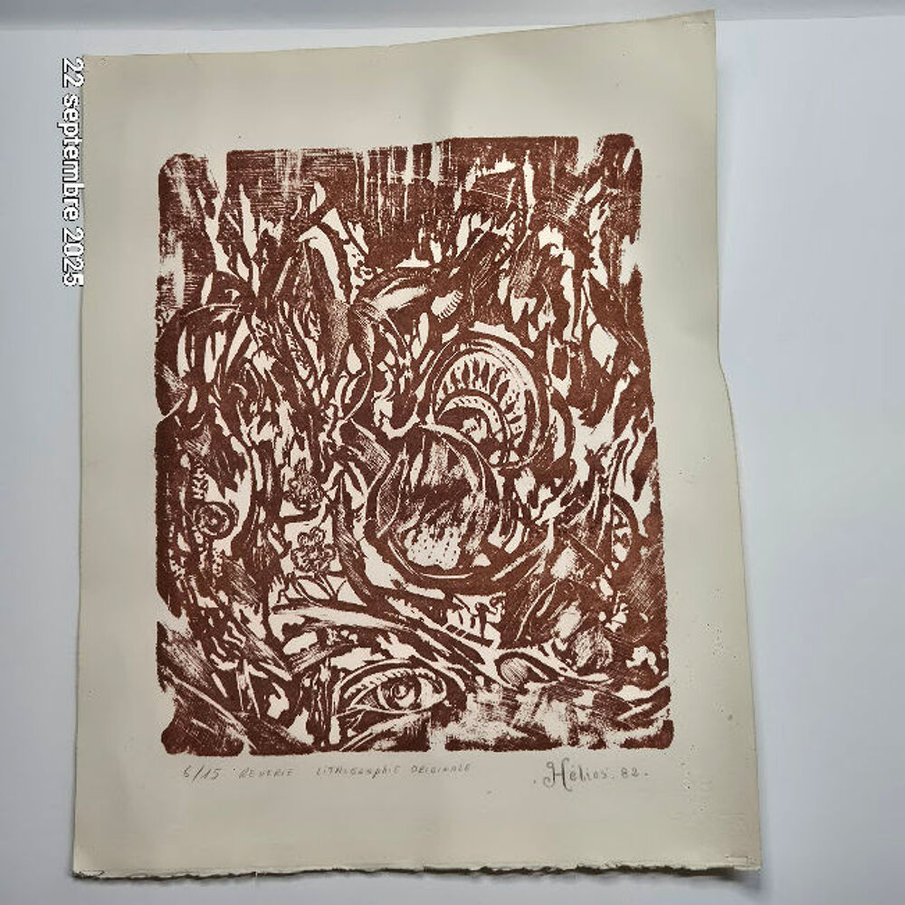 Lithographie originale H&eacute;lios 82, r&ecirc;verie 6/15 sur papier Ar 