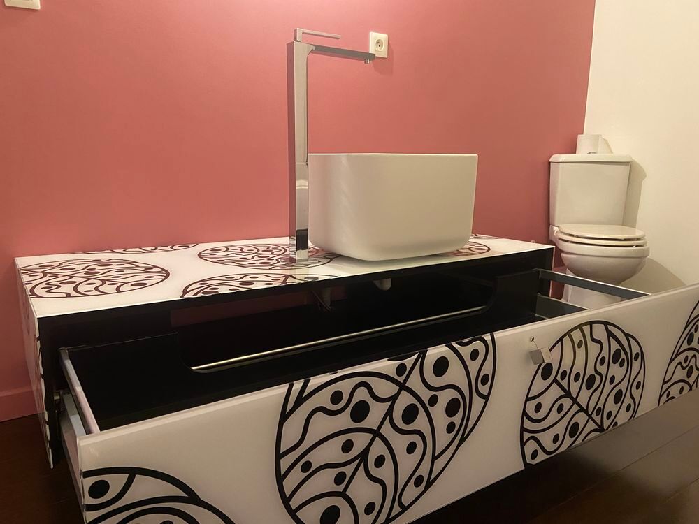 Meuble salle de bain Cogliati s&eacute;rigraphi&eacute; Meubles