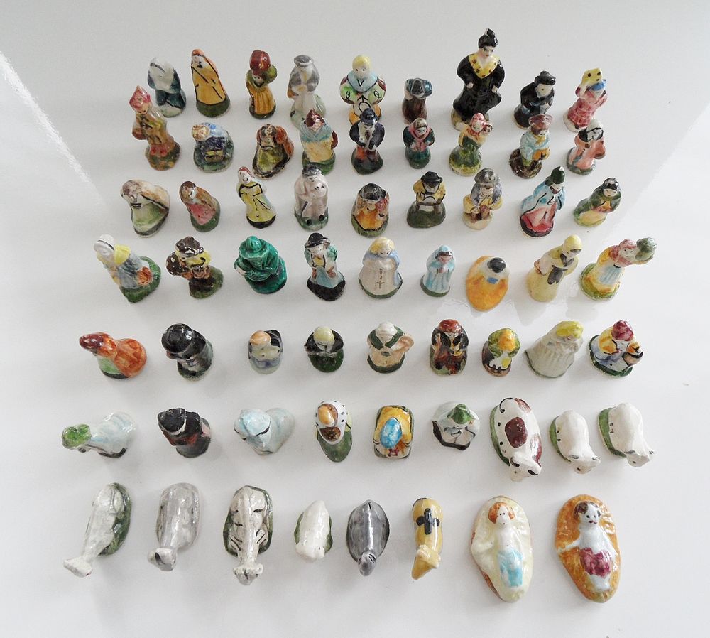 LOT COLLECTOR 62 SANTONS FEVES PORCELAINE CRECHE RETRO tbe 