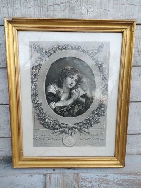 Gravure Greuze Thas La Belle Pnitente Marquise de Roug 150 Loches (37)