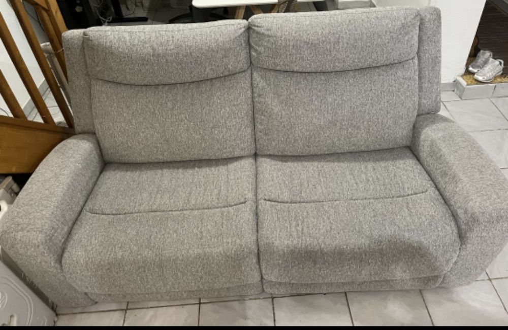Canap&eacute; 3 places 2 relax tissu gris Meubles