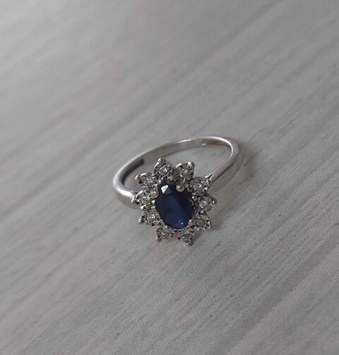 Bague or blanc, diamants et saphir taille 46 290 Grasse (06)