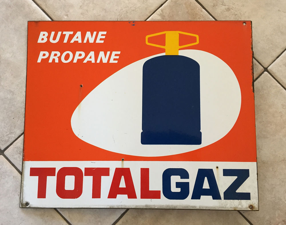 Plaque &eacute;maill&eacute;e recto verso Butane Propane TOTALGAZ 