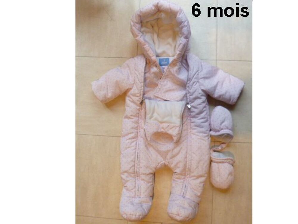 combinaison de ski/neige rose p&acirc;le et petits pois - 6 mois Puériculture